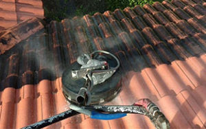 This is an example of our ceramic roof cleaning with our surface cleaner